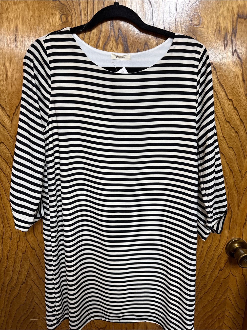 Everly Women's Black and White Striped Boatneck Top Small